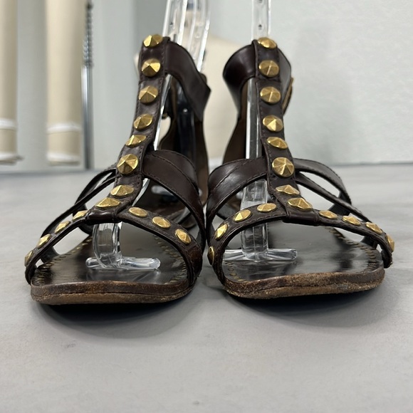 Miu Miu Flat Caged Studded Leather Gladiator Sandals - Picture 4 of 10